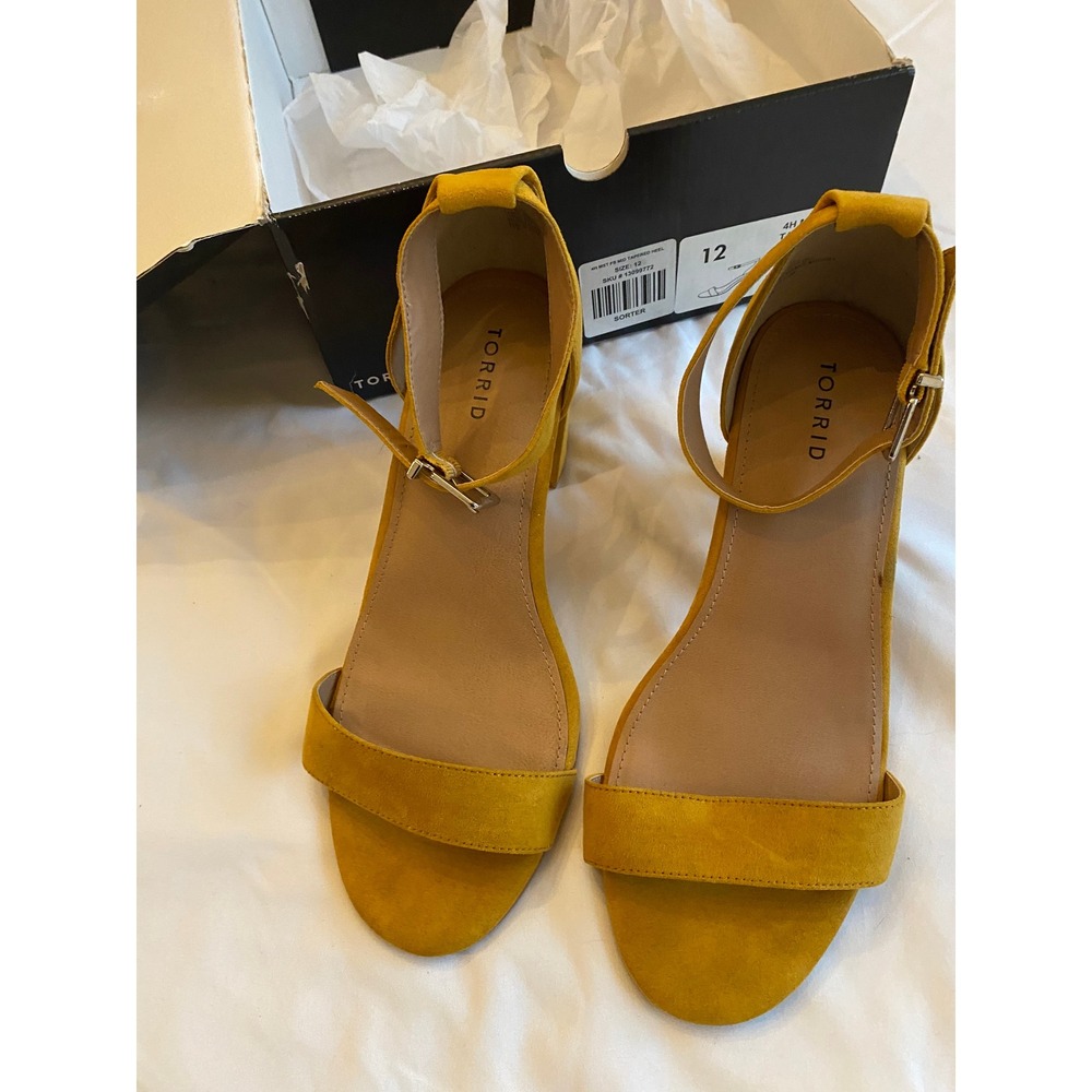 Torrid Women Faux Suede Mustard Yellow Tapered Heel Size 12W Yellow